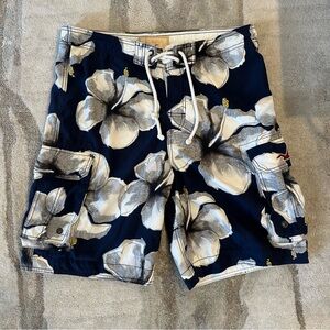 * Hollister Blue and White Floral Board Shorts *
